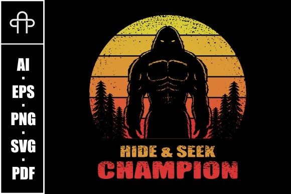 Bigfoot Silhouette Retro Sunset Vector