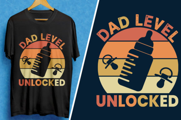 Dad Level Unlocked- Retro Dad T-Shirt Te