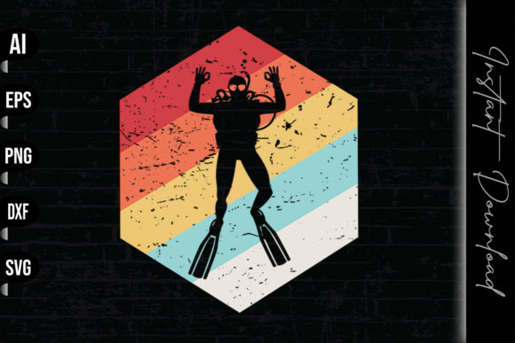 Retro Distressed Scuba Diving
