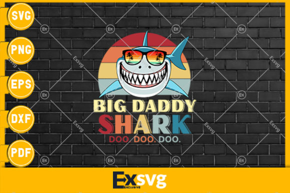 Retro Vintage Daddy Shark Doo Doo Doo