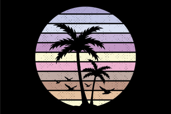 Retro Vintage Sunset Palm Tree 12