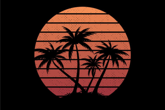 Retro Vintage Sunset Palm Tree 13