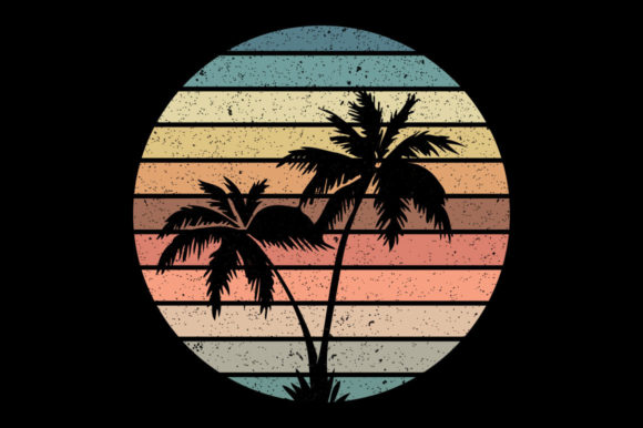 Retro Vintage Sunset Palm Tree 3