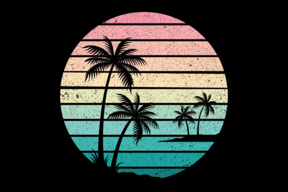 Retro Vintage Sunset Palm Tree 7