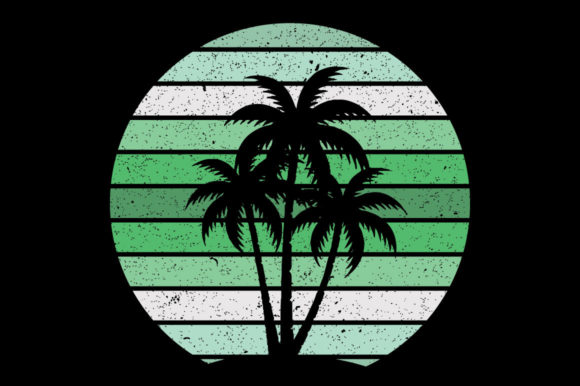 Retro Vintage Sunset Palm Tree Grunge