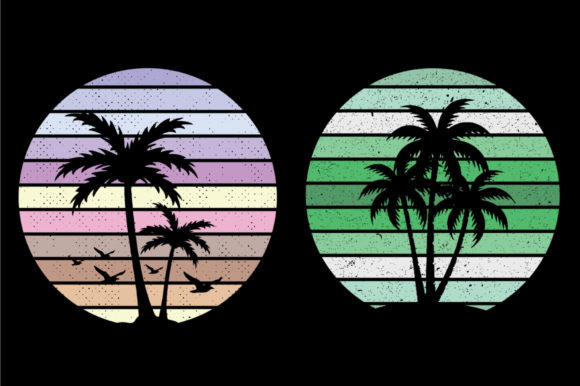 Retro Vintage Sunset Palm Tree, Pumpkin