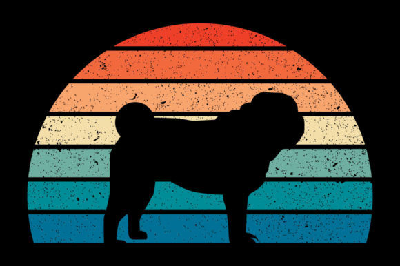 Retro Vintage Sunset Pug