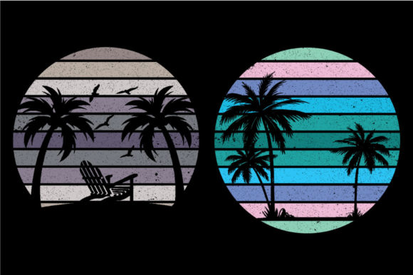 Vintage Retro Sunset Palm Tree Procreate